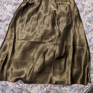 Babaton green silk slip skirt
